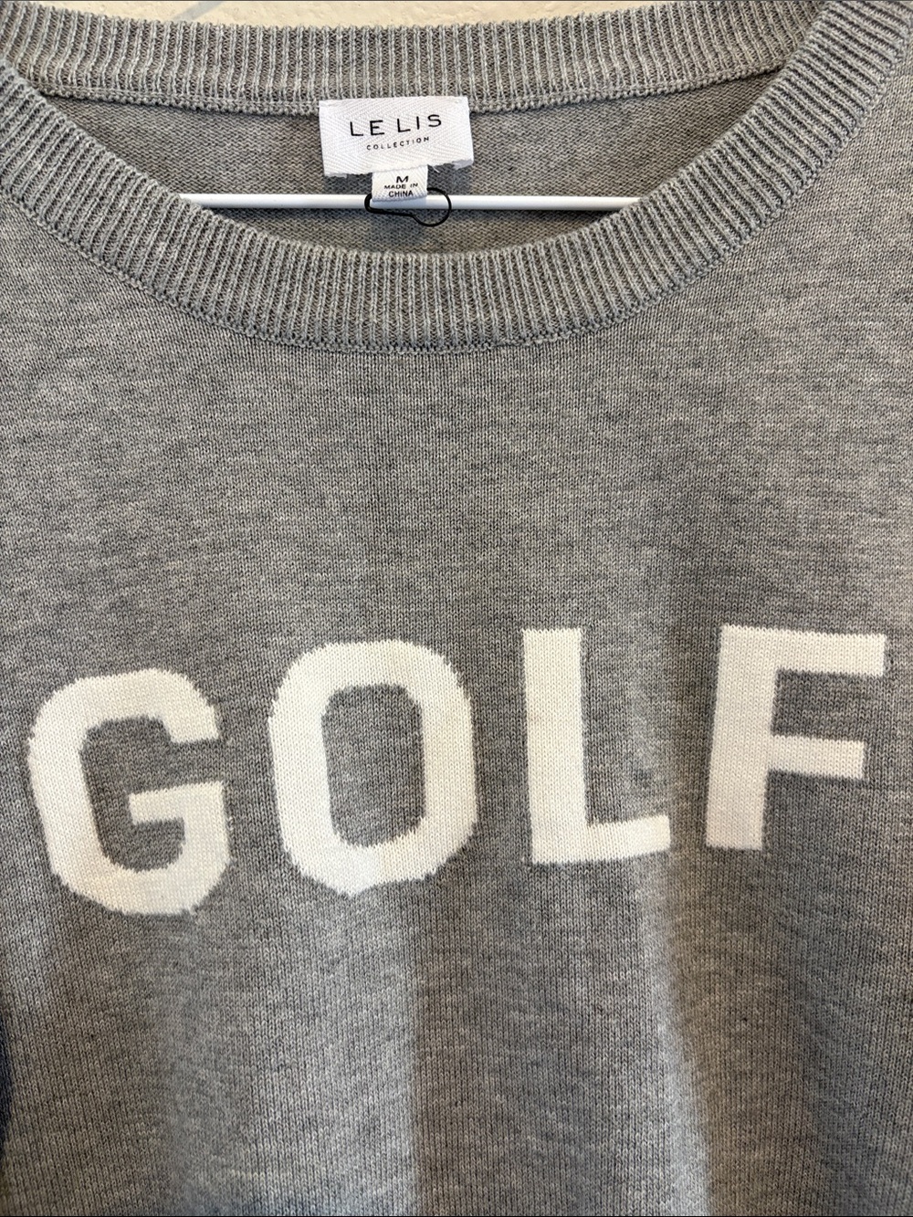 Le Lis Gray Long Sleeve Cotton Blend Tee With Embroidery 'GOLF' in white ⛳️ - Picture 4 of 7